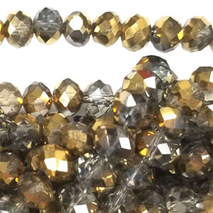 12MM FACETED RONDELLE SMOKY / GOLD